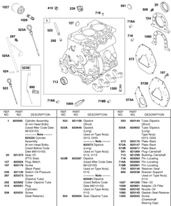 Cylinder, Backplate, Oil, Dipsticks Diagram and Parts List for 580447-0315-XX  Briggs and Stratton Engine